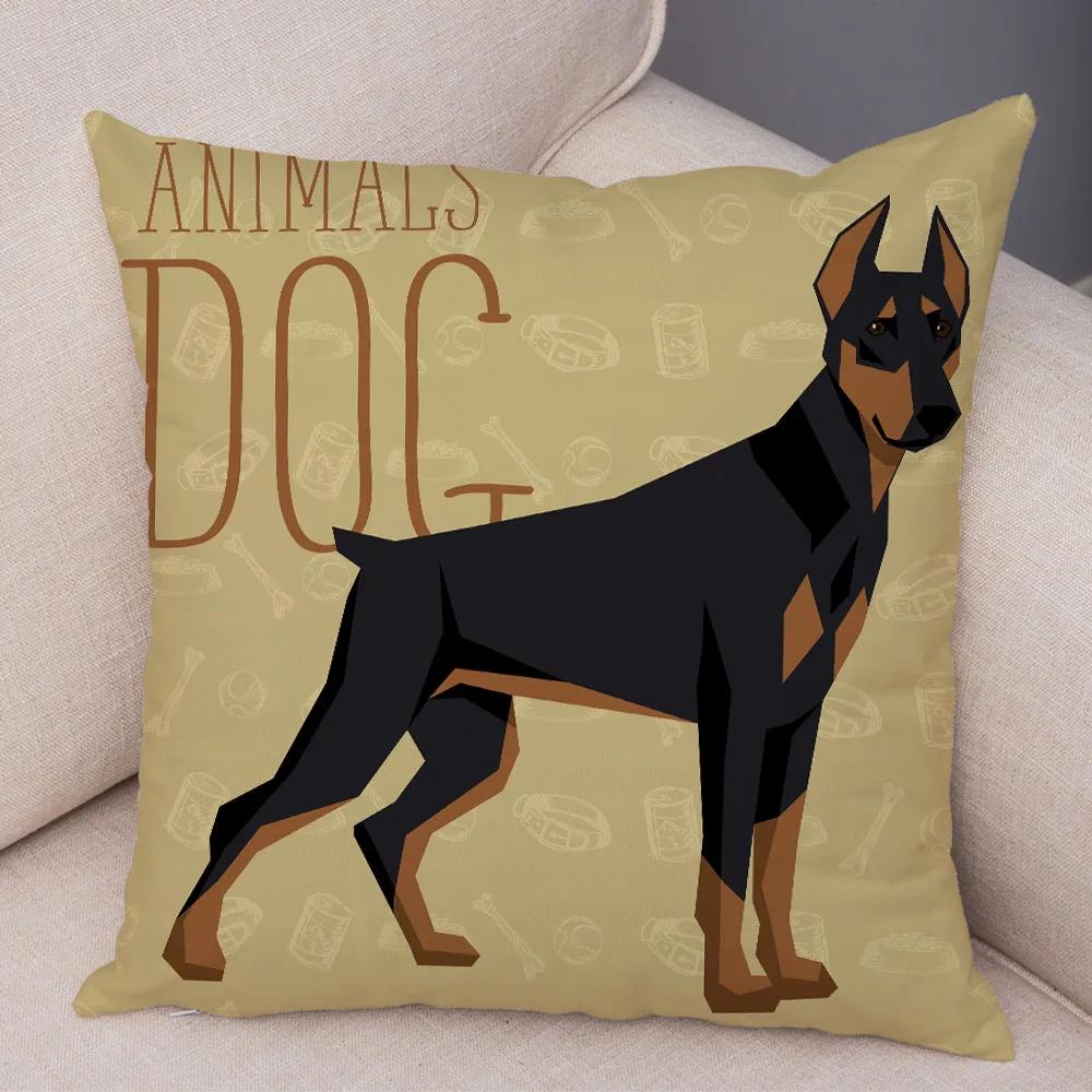 Home Sofa Pillowcase Color Dalmatian Schnauzer Decorative Cushion Cover Cartoon Dog Pet