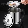1.4/1.9 L Stainless Steel Bacon Grease Saver Container with Fine Mesh Strainer Non-slip Bottom And Airtight Lid Cooking Oil Keeper Pot for Kitchen