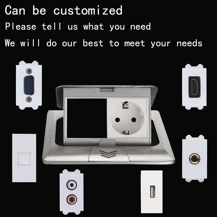 Type 45 Multi-functional Recessed Pop-up Floor Socket with RJ45 and USB, UK and EU Compatible