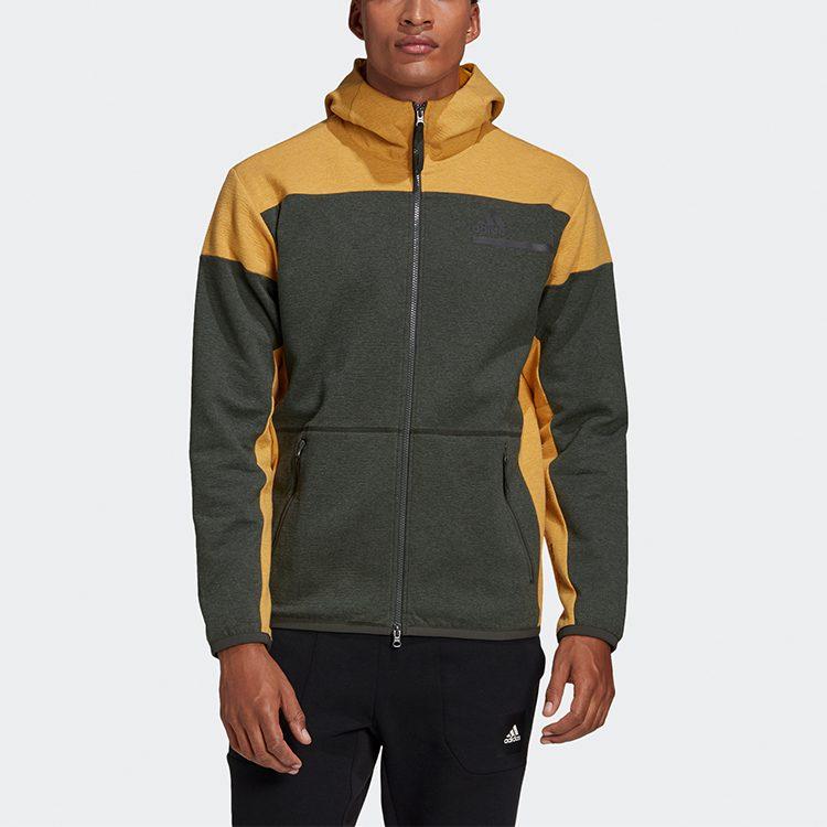 Adidas Zne Fz M Winter Solid Color Fleece Lined Thermal Hooded Long Sleeved Coat Jacket Men's Dark Earthy Brown GU2079