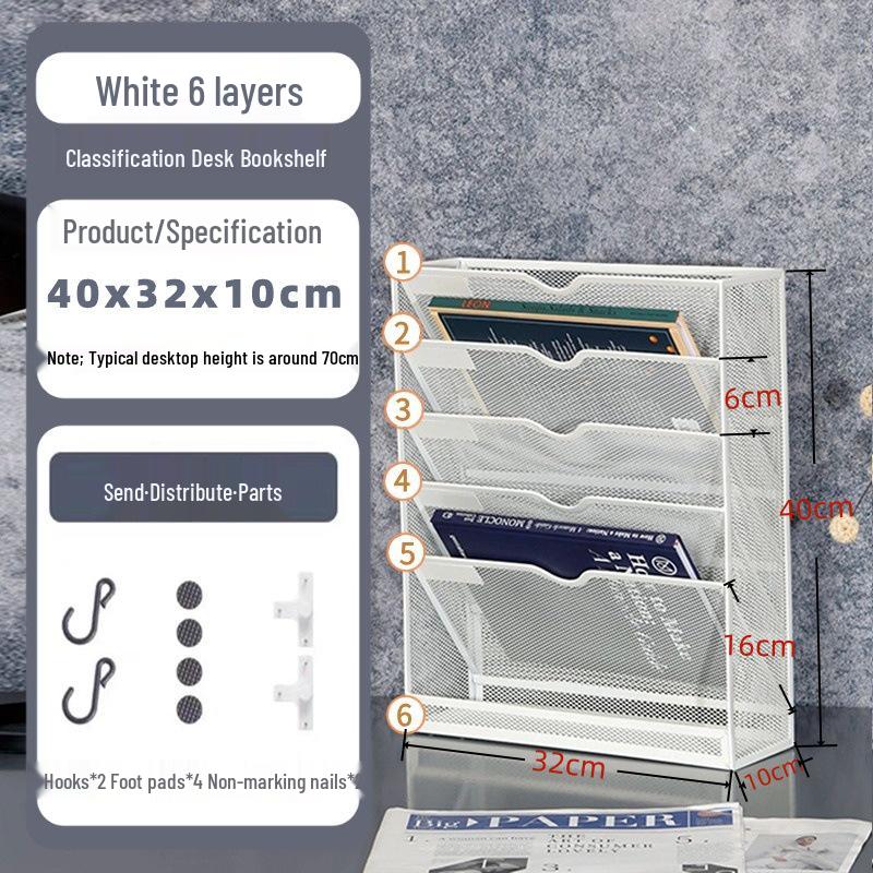 Настенная многоярусная металлическая полка для хранения книг для студентов