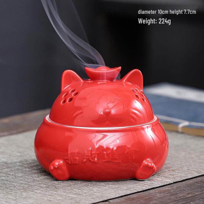 Three-Legged Ceramic Elk Incense Burner - Retro Zen Sandalwood Decor for Home and Study