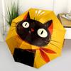 1pc Black Cat Adventure Auto Open/close, 8-Rib Iron Frame, Compact Folding Cute Umbrella All-Season Portable Umbrella for Travel 018