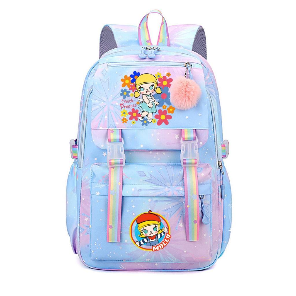 Nova mochila pequena e fofa com estampa de desenho animado da Molly, fresca, de grande capacidade, bolsa escolar