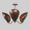 Stilnovo Style Three Curved Disk Shade Sputnik Pendant Light Fixture Brass