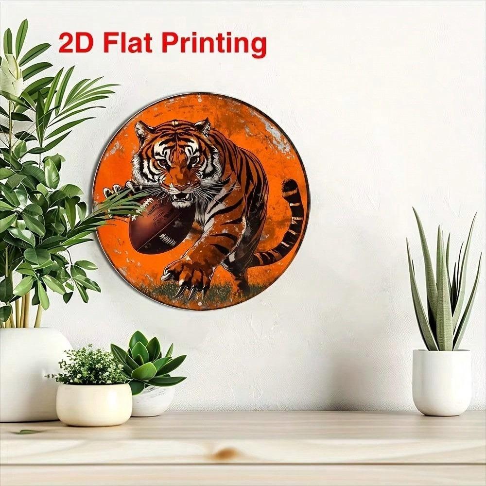 Vintage Tiger Football Metal Tin Sign Wall Art for Home Bar Kitchen Room Decor