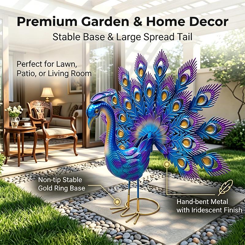 New Metal Peacock Statue for Garden Decoration