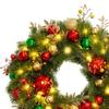 LED Hanging Decor Garland with Ball Ornaments Artificial Decorative Garland Reusable Pine Decorations Wreath for Outdoor Indoor