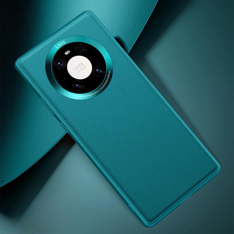 Fashionable and Suitable Huawei Mate40pro+ Mobile Phone Case Full-inclusive Anti-fall Simple Business Men's Plain Leather Protective Case