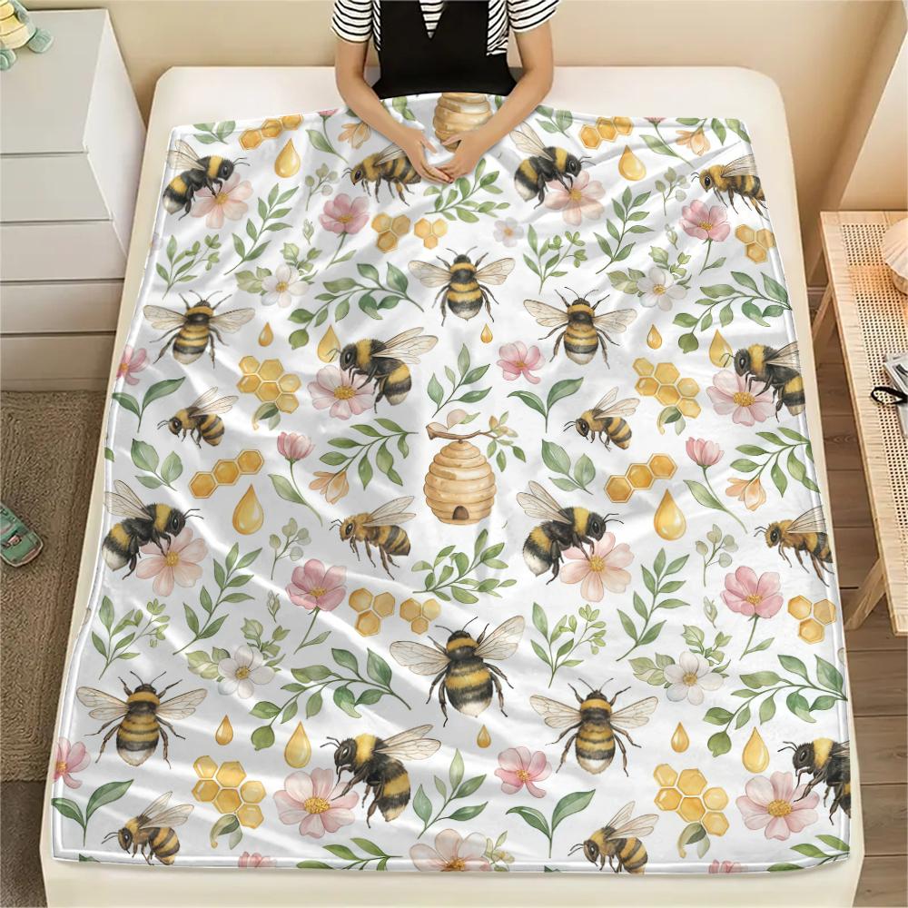 Fresh animal flowers Print Flannel Blanket High quality Comfortable for All Seasons Home Decor Warmth and Comfort Perfect for Christmas Gifts
