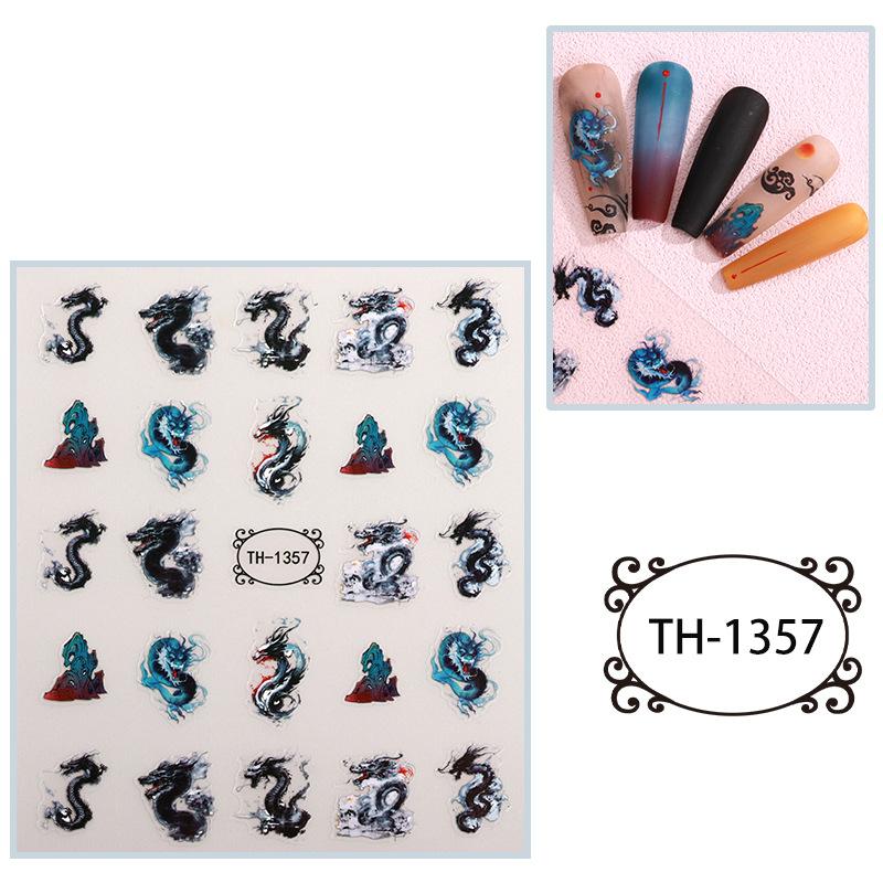 

Новогодние наклейки для ногтей Бронзовые наклейки для ногтей в стиле Маджонг в китайском стиле на год Дракона 85*100mm