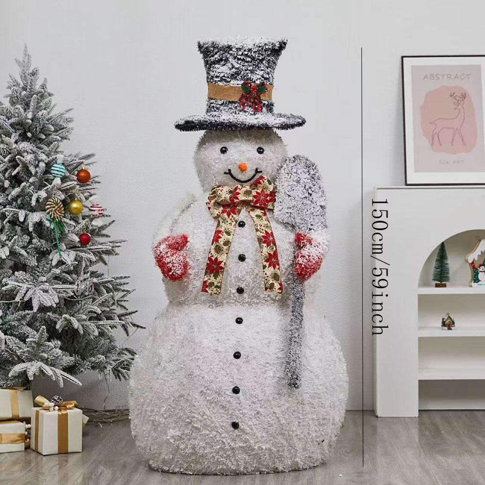 Lighted Snowman for Christmas Decoration,Flocked Snowman Decor with LED Lights, Glittered Standing Holiday Display for Outdoor