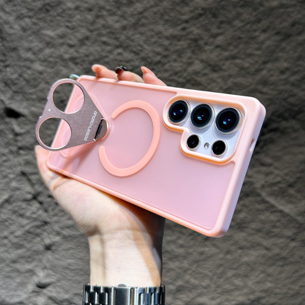Suitable for Samsung S25 Ultra Magnetic Phone Case S25 Creative Ring 360 Degree Rotating Support S24 Skin Feeling Scrub