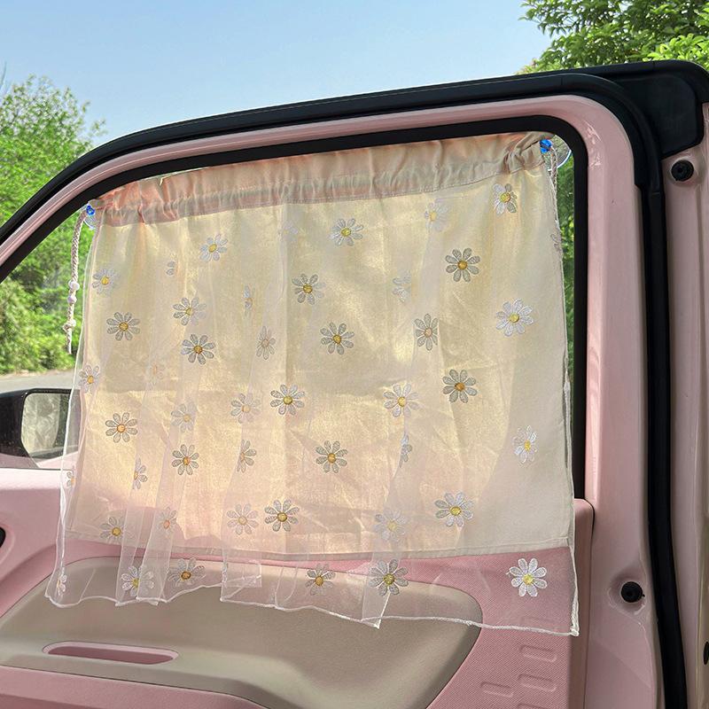 

Cotton Embroidered Universal Car Curtain Cover Newborn Baby Side Window Sunshade Curtain UV Protection for Kids Travel Outdoor