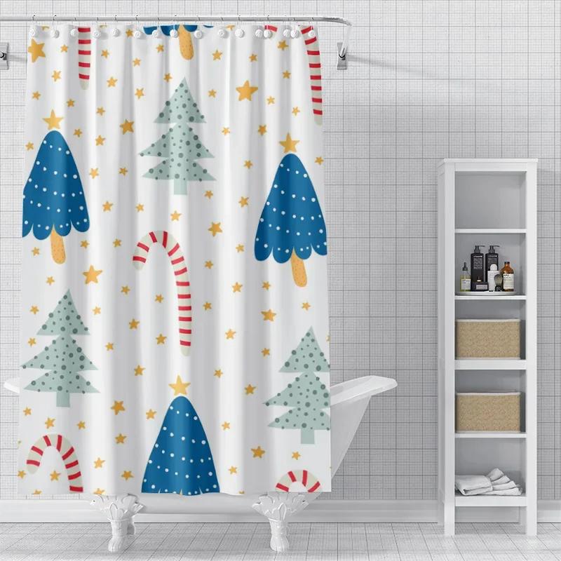 Home decoration shower curtains for bathroom waterproof curtain fabric Modern Nordic style Living Room Merry Christmas winter