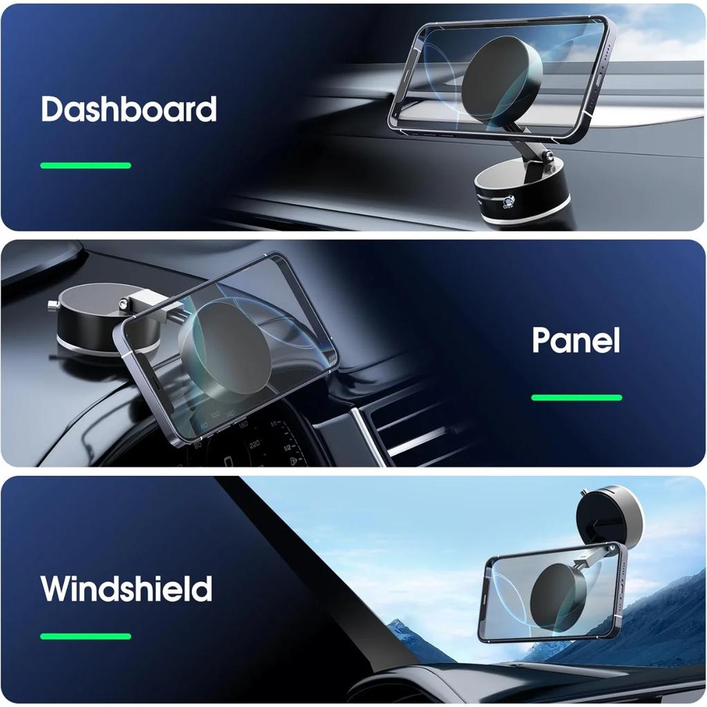 Ultra Magnetic Phone Holder Foldable Car Phone Mount Dashboard Phone Bracket 360 Degree Rotation Vacuum Suction Cup GPS Stand