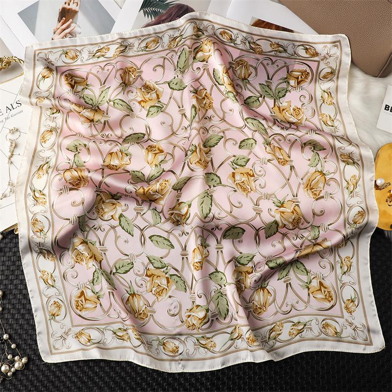 Luxury Design 70*70cm Horse Print Silk Square Scarf Women Soft Satin Hairband Neckerchief Office Hijab Headband Foulard