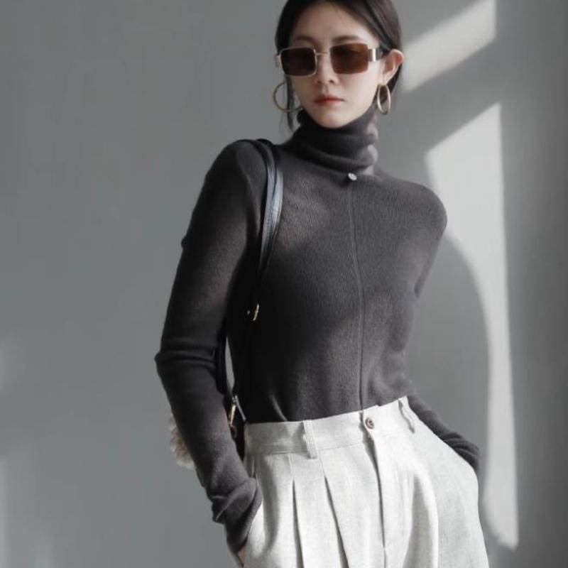Autumn and Winter Slim Fit Turtleneck Knitted Sweater Women Tops Long Sleeve Casual Base Women's Sweaters Soft Warm Fashion Female Knitwears 25252
