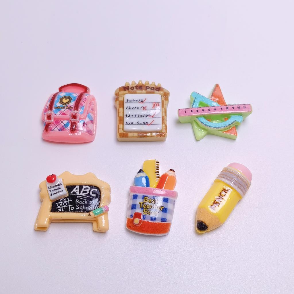 100pcs Cartoon Miniature Stationery Series Models Resin Doll House Furniture Play Home Toys Gift DIY Jewelry Making Accessories