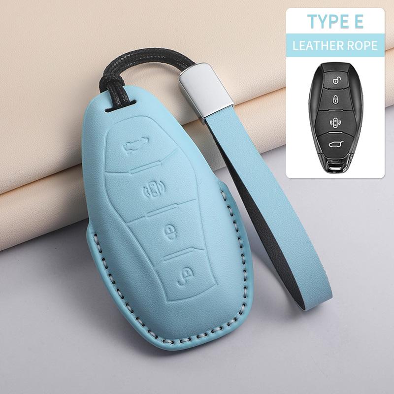 Fashion Car Key Case Cover For Faw Hongqi E-Hs9 High-End H5 H9 Car Keyring Luxury Leather Auto Accessories