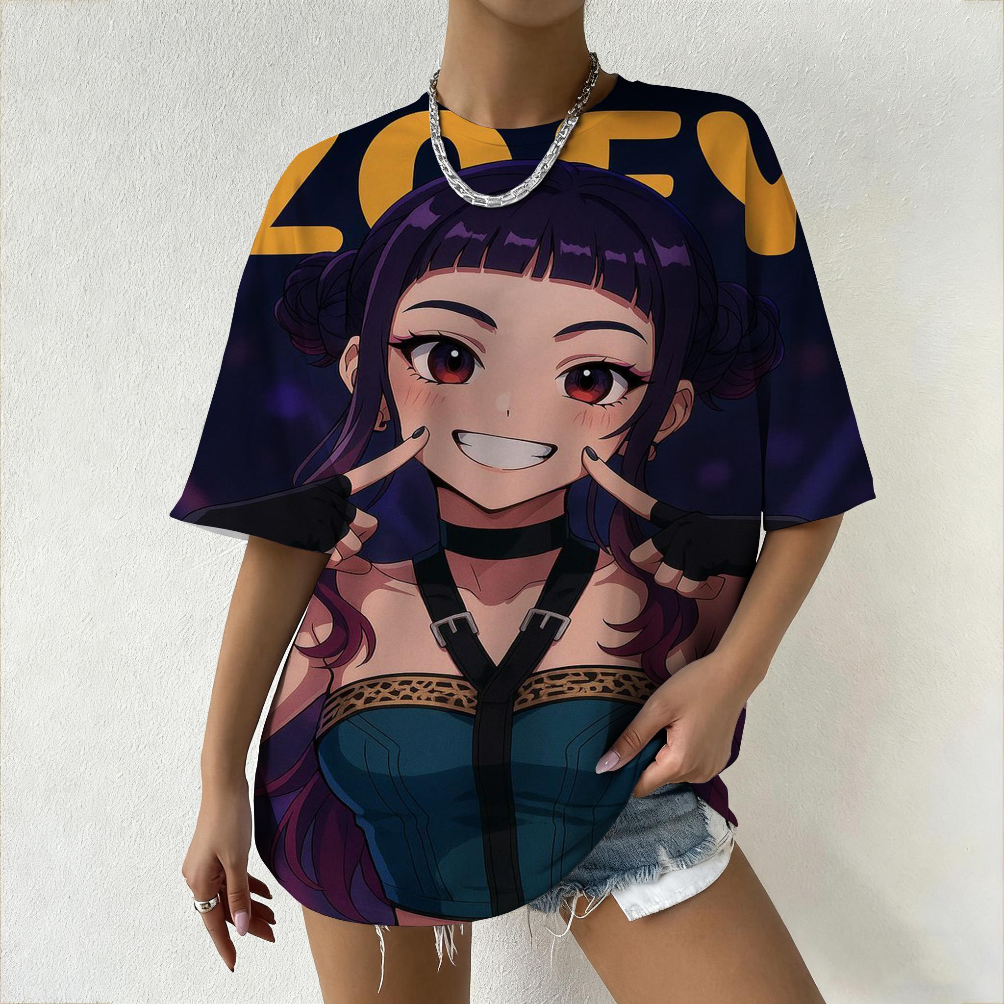 

Women s T-Shirt KPop Demon Hunters Graphic Vibrant Anime Style Print Casual Loose Fit Top Trendy 6XL