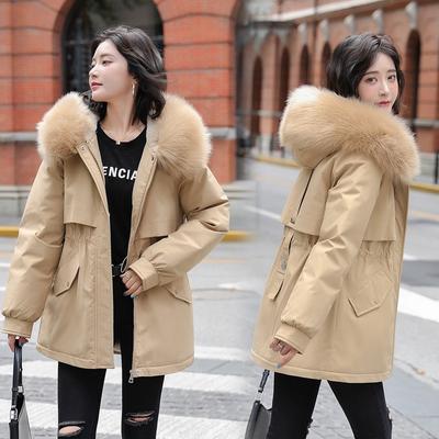 Winter Cotton-padded Clothes, a New Loose Women's Winter Coat, a Medium and Long Hooded Fur-collared Cotton-padded Jacket.