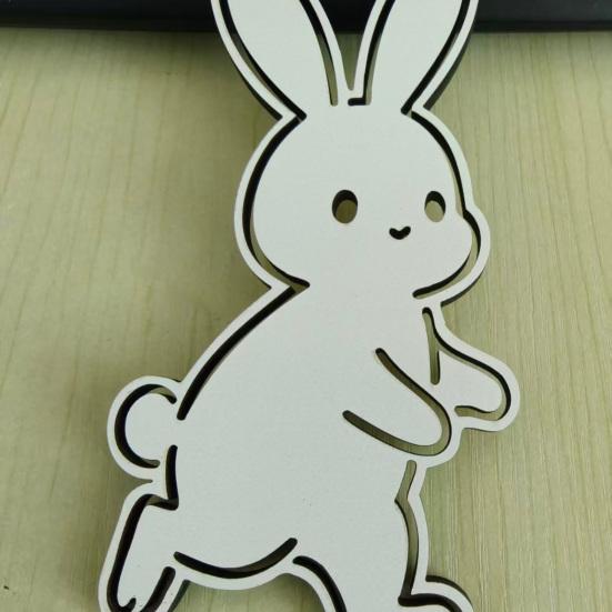 Cute Bunny Wall Decal Easter Wall Sticker Wooden Rabbit Animal Wall Art Decor
