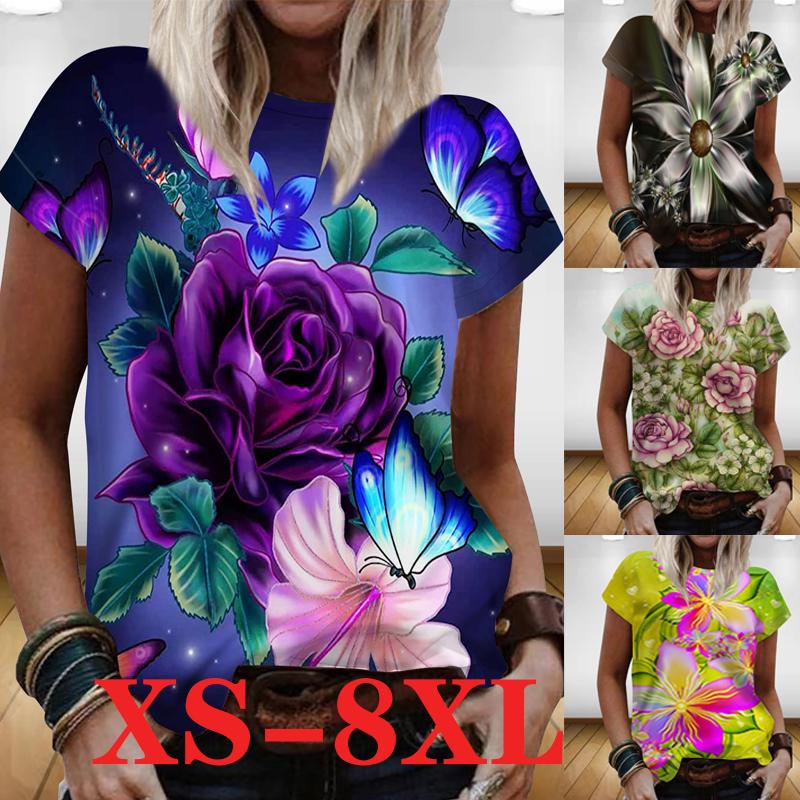 

Женский топ с коротким рукавом, модный свободный повседневный топ размера плюс, рубашка с принтом, новая летняя хлопковая футболка