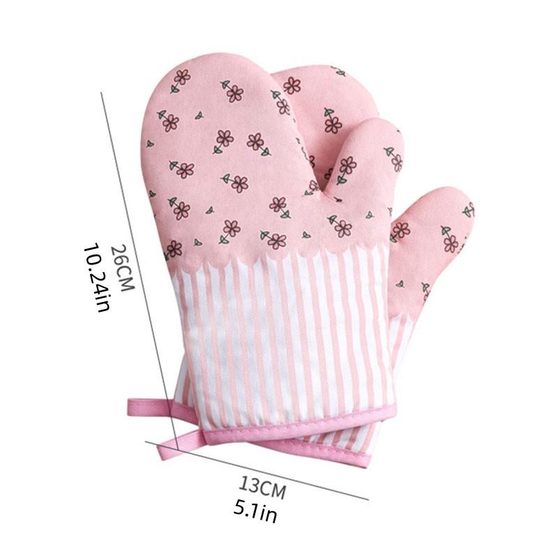 2pcs Household Thickened Heat Insulation Gloves Baking High Temperature Resistant Gloves Kitchen Oven Microwave Special Gloves