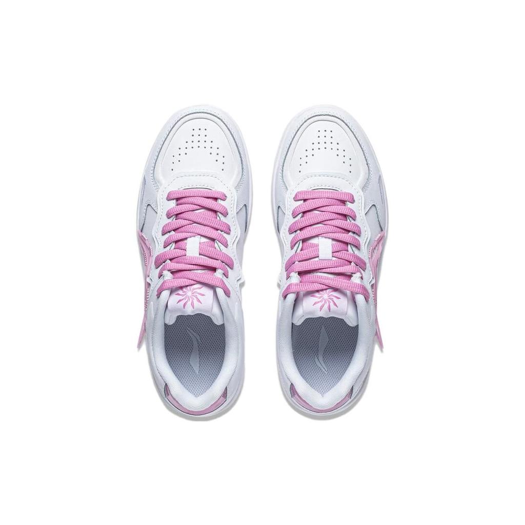 New LiNing Rise The Phoenix Slip Resistant Low Top Skateboard Shoes Women's White Pink AGCT380-3