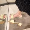 Fashion Shoes Ladies' Slippers Square Heel Slipers Women Med Luxury Slides Summer Block Designer Rome Scandals PU Hoof Heels