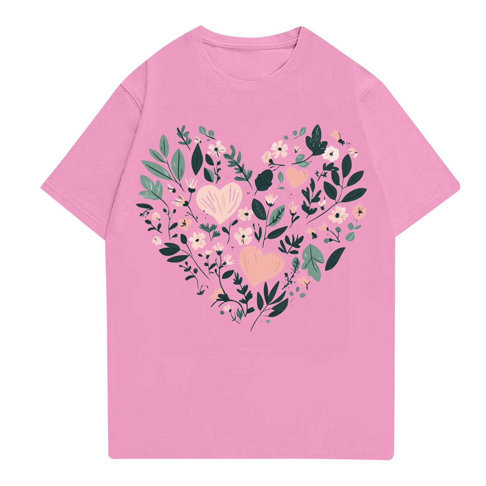 

Женская мода повседневная футболка с круглым вырезом и короткими рукавами, топ, футболка, топ XL розовый