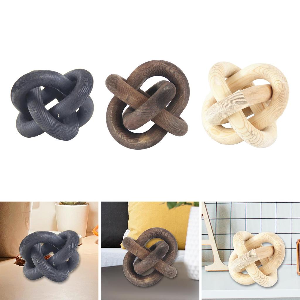 Wood Chain Decor 3 Link Wooden Knot Creative Carved Decorative