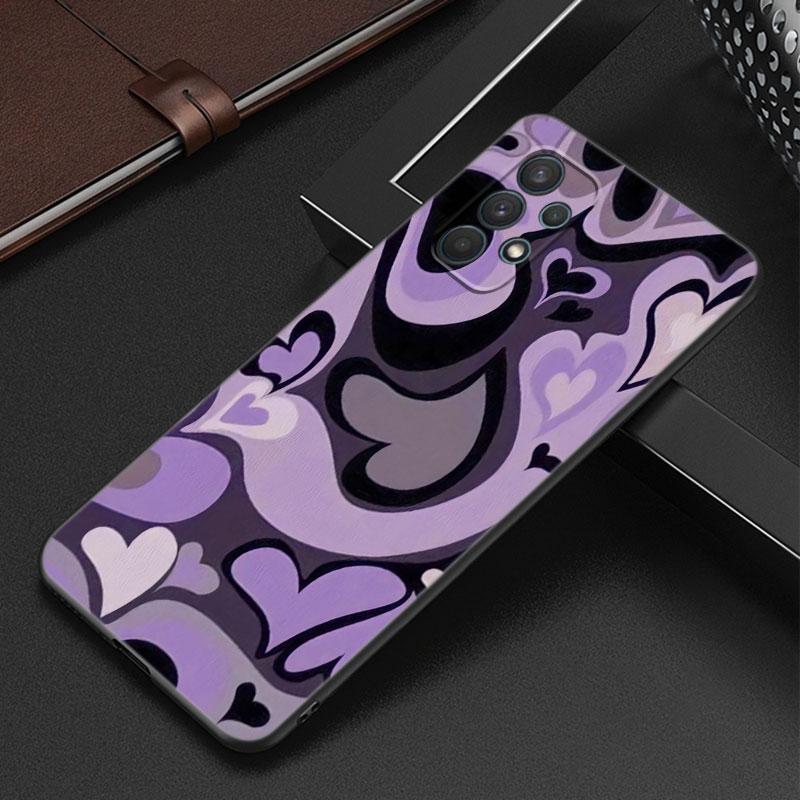 Purple Heart Swirl Pattern Case For Samsung Galaxy A12 A22 A31 A32 A50 A51 A70 A71 A72 A11 A21S A02S A10S A20S A30S A52 S 5G