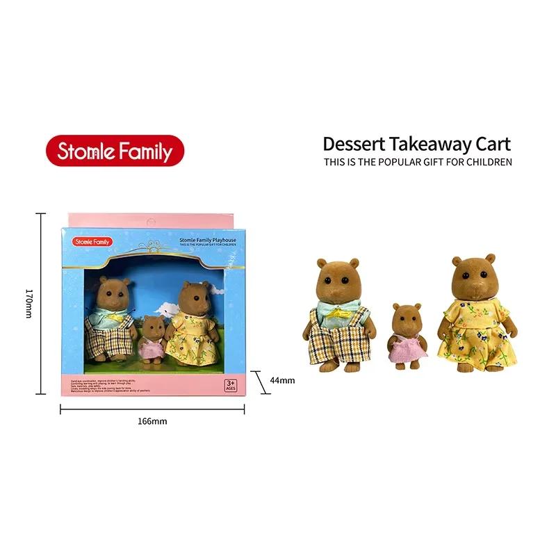 New Forest Animal Outdoor Station Wagon School Bus Set DIY Simulation Furniture Girl Play House Toys Kid Birthday Gift