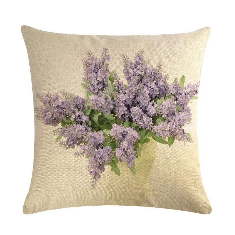 Purple Landscape Lavender Collection Digital Printing Short Plush Pillow Covers For Car Sofa Office Cushion Cover Home Goods
