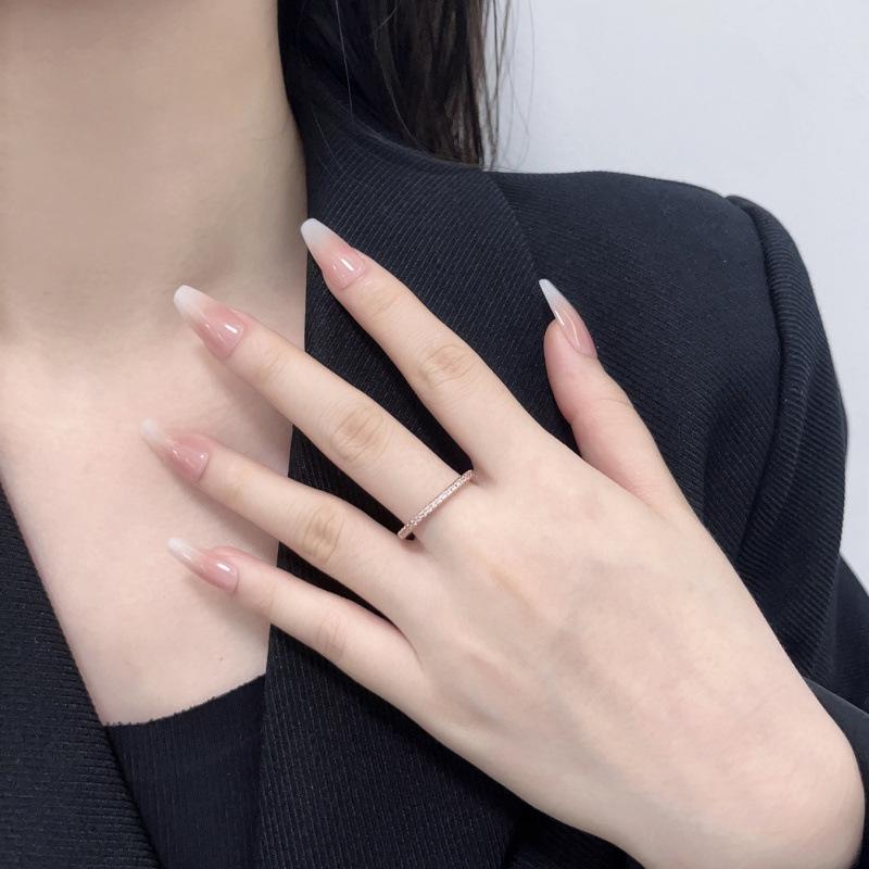

Inlaid Diamond Ring, Women S Light Luxury Design, High-End Personal Cold Wind Zircon Ring, Index Finger Ring No. 10 розового золота