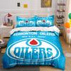 Edmonton Oilers Blue and White Logo Design Print Bedding Set Duvet Cover Pillowcases (1* Duvet Cover 2* Pillowcases Do Not Include Comforter)