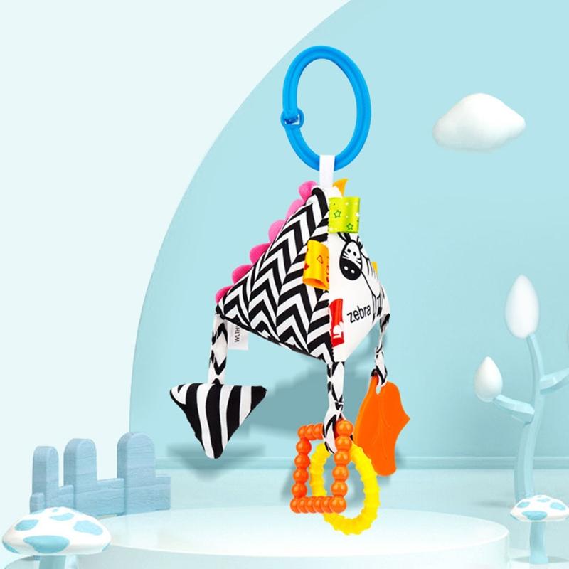 Jingle Toy for Stroller Bed Bell Hang the Baby's Bedside to Soothe Wind Chimes Clinking Rings & Silicone Teether