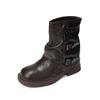 Women's Short Boots - 2025 Autumn/Winter Style: Buckle, Ruched, Thick Sole, Round Toe, Retro, Versatile, Stacked Design.