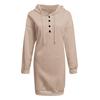 Women Autumn Hoodie Loose Solid Color Hooded Drawstring Long Sleeves Warm Sweatshirt Buttons Pure Color Spring Hoodie for Daily Wear
