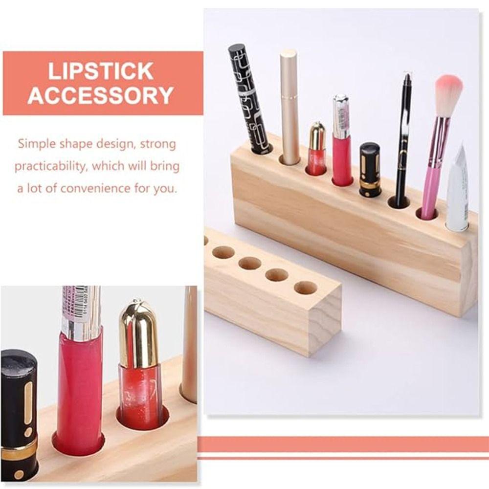 Creative Wooden Pen Holder Household Makeup Brush Holder Natural Brush Display Case  Storage Stand