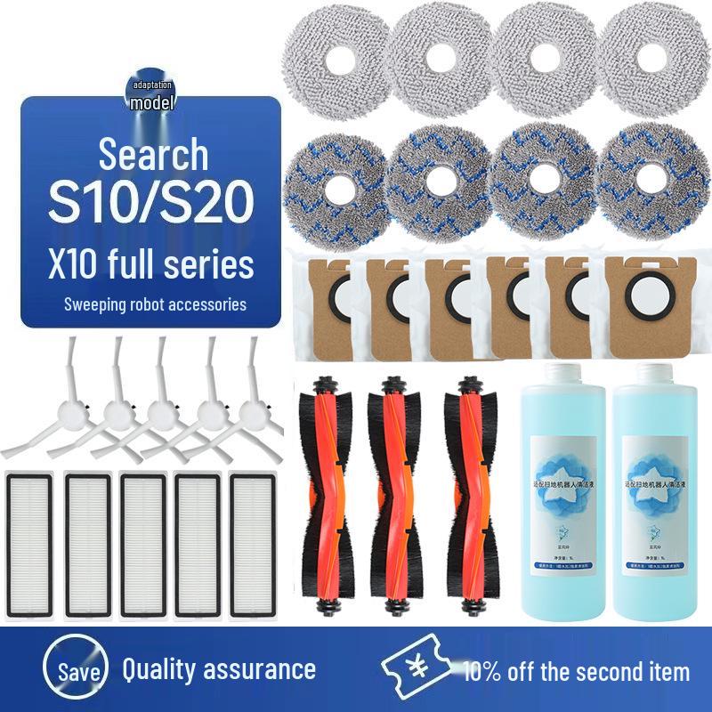Kompatibilní příslušenství pro robotický vysavač Dreame S10/S20/X10: Válcový kartáč, Boční kartáč, Filtr, Mopovací utěrka, Sáček na prach