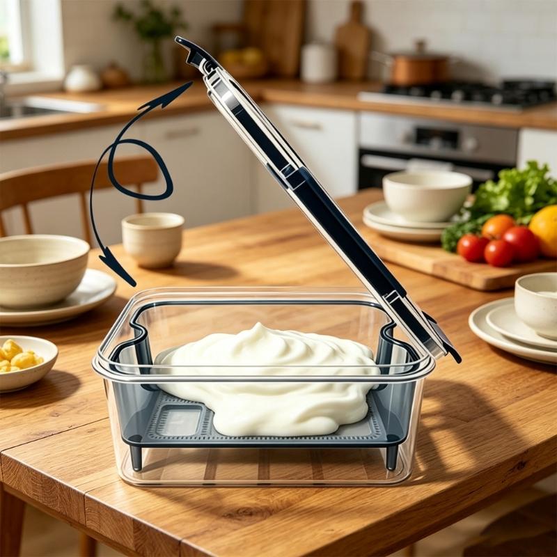 Vegetable Storage Box with Inner Drain Basket and Clip Lid for Washing, Draining, and Organized Fridge Prep Area