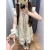 First love ballet style small flying sleeves floral dress female summer sweet small loose and thin fairy cake short skirt