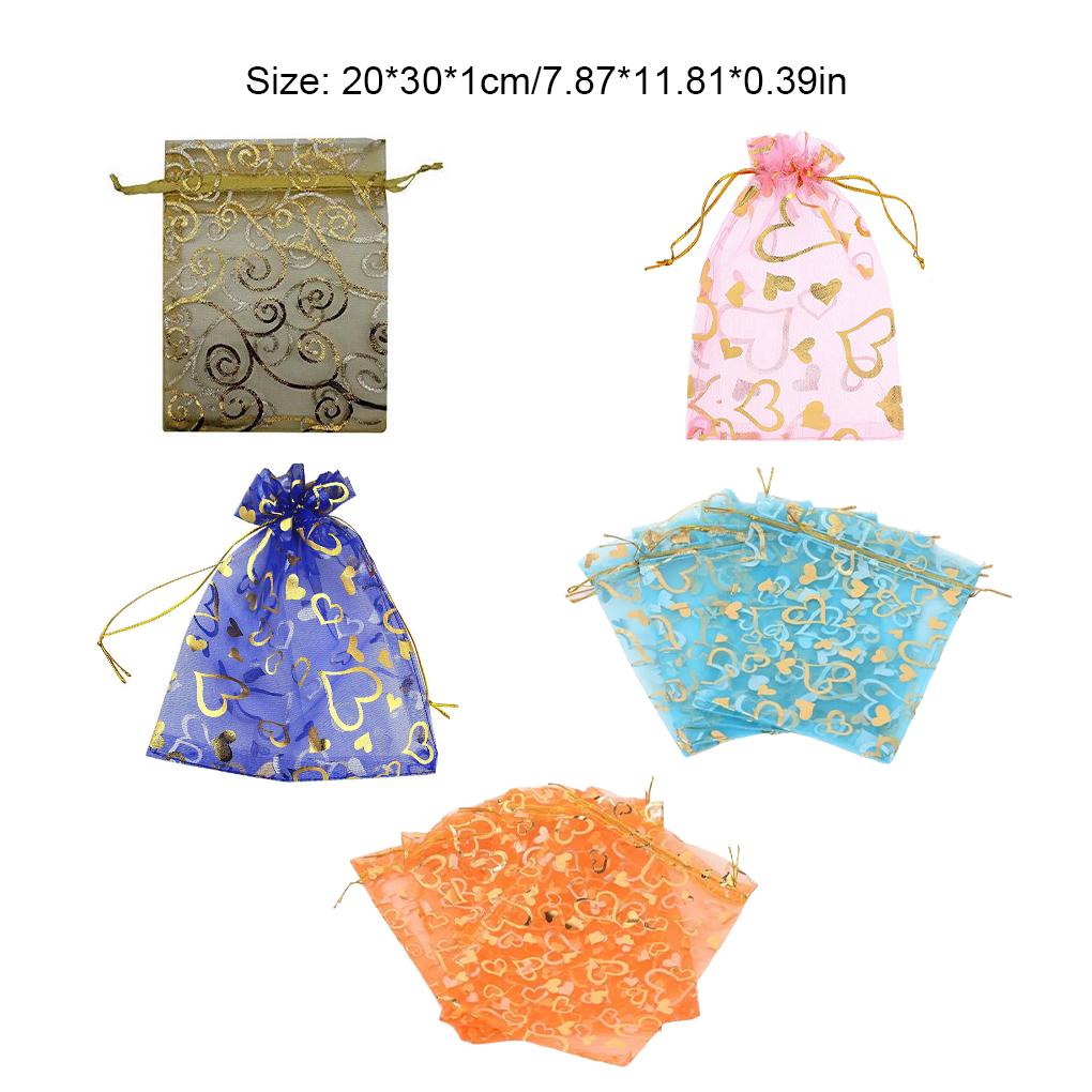 100 Pieces Drawstring Bags Adjustable Multicolor Present Pouches Festival Printing Candy Pocket Christmas Gifts Supplies