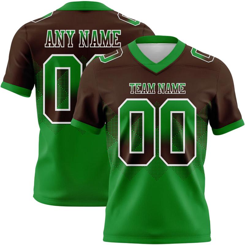 Gradient Brown Color Football T Shirts For Men Custom Name Team Name Number Rugby T-shirts Casual Oversized Sports Team Uniforms