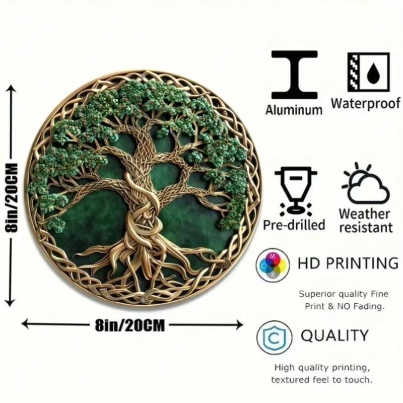 Vintage Tin Sign Wall Art Magic Life Tree Mandala Metal Decor