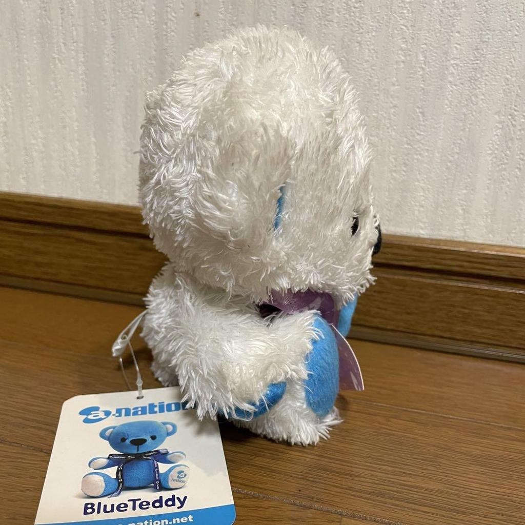 [USED] a-nation Blue Teddy Bear, Stuffed Animal, White