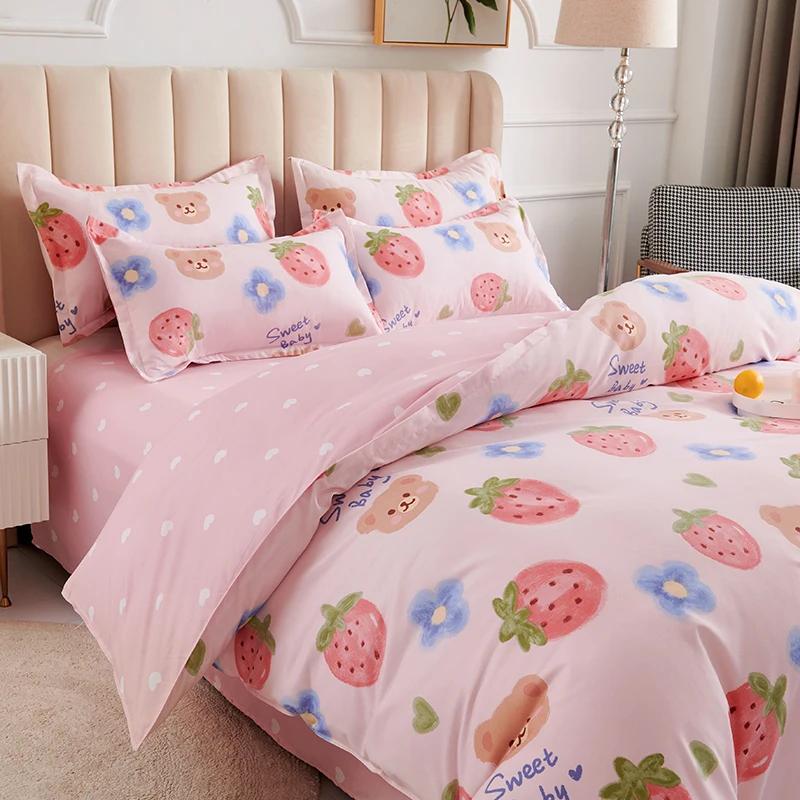Single Duvet Cover Printed Red Quilt Cover Thickened Plant-cashmere Cartoon Multicolored Bed Cover 220x240 Double Bedding